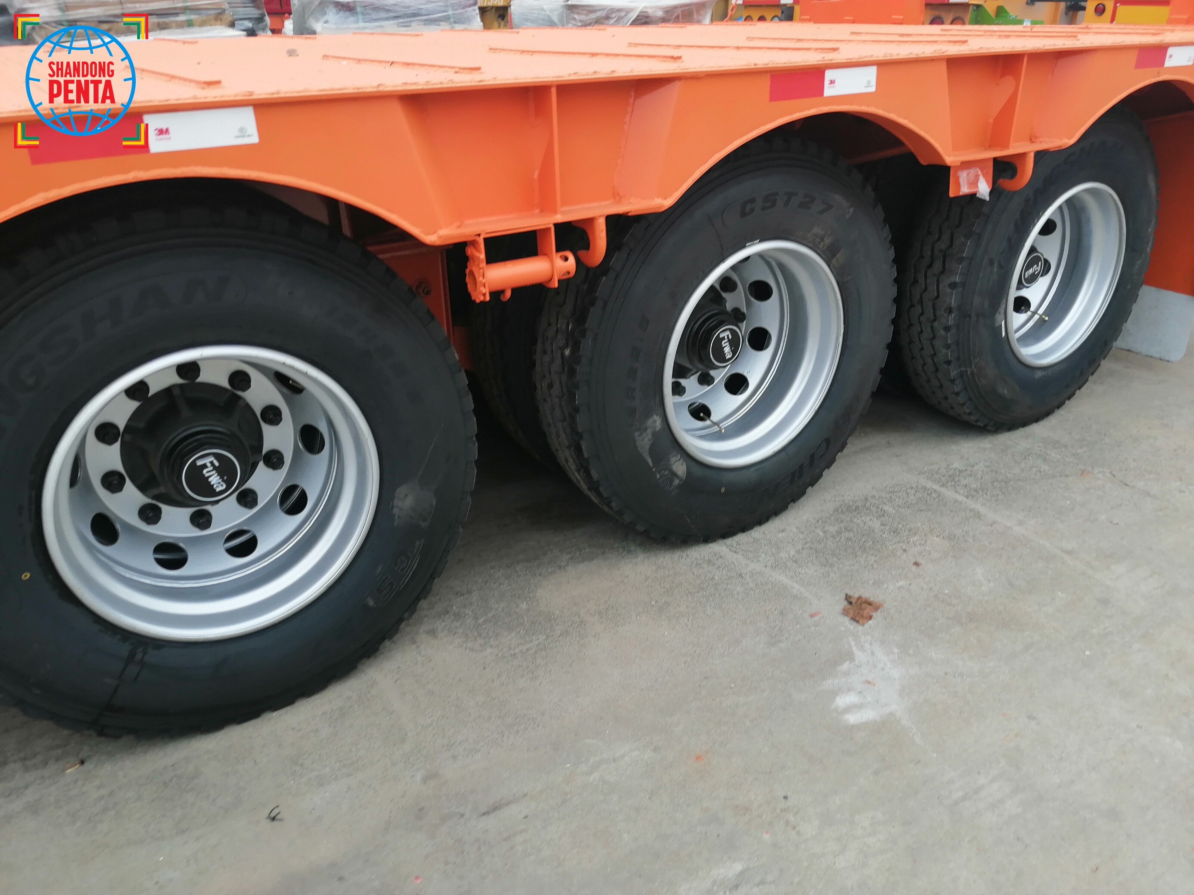 Orange - 3-Axle 16m Low Flatbed Semi-Trailer