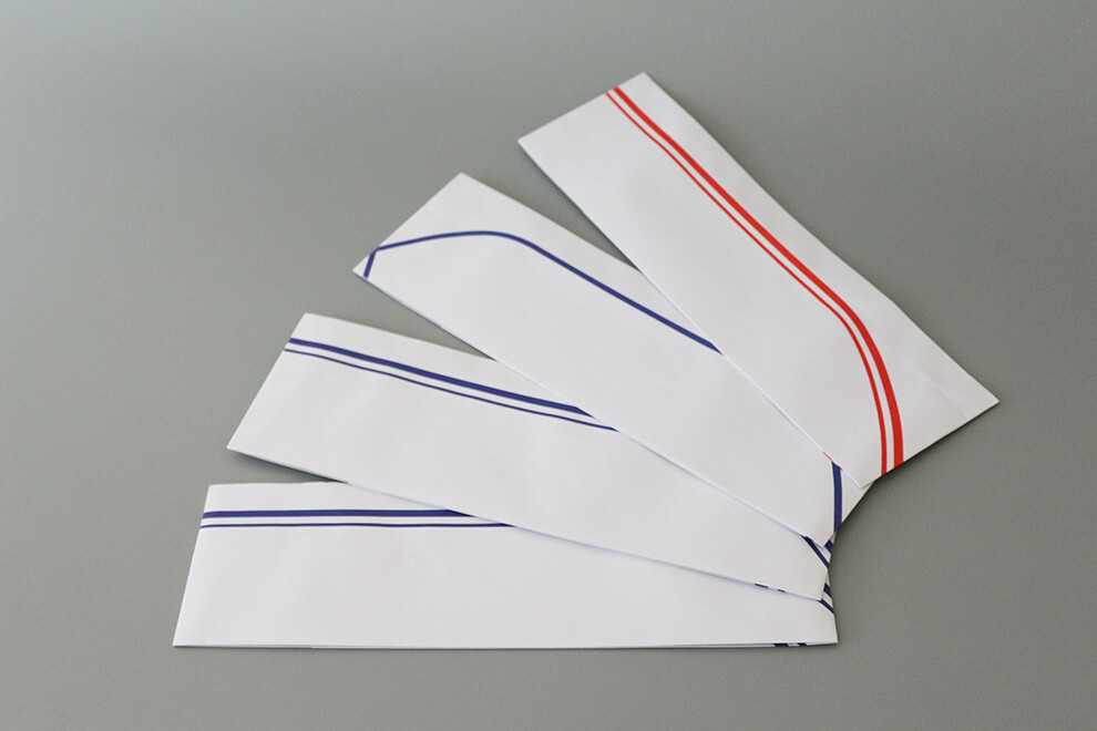 Paper forage hat (red&blue strip)