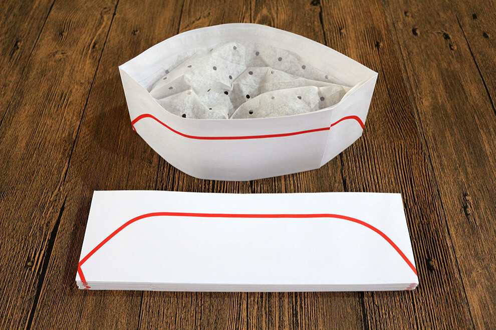 Paper forage hat (single red strip)