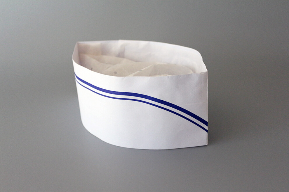 Paper forage hat (double blue strip)