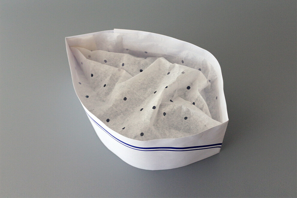 Paper forage hat (double blue strip)