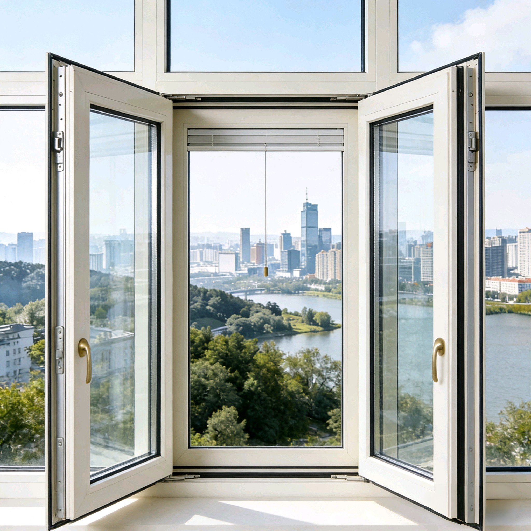 America Traditional Style Double Hung Solid Wood with Aluminum Cladding Windows for Villa