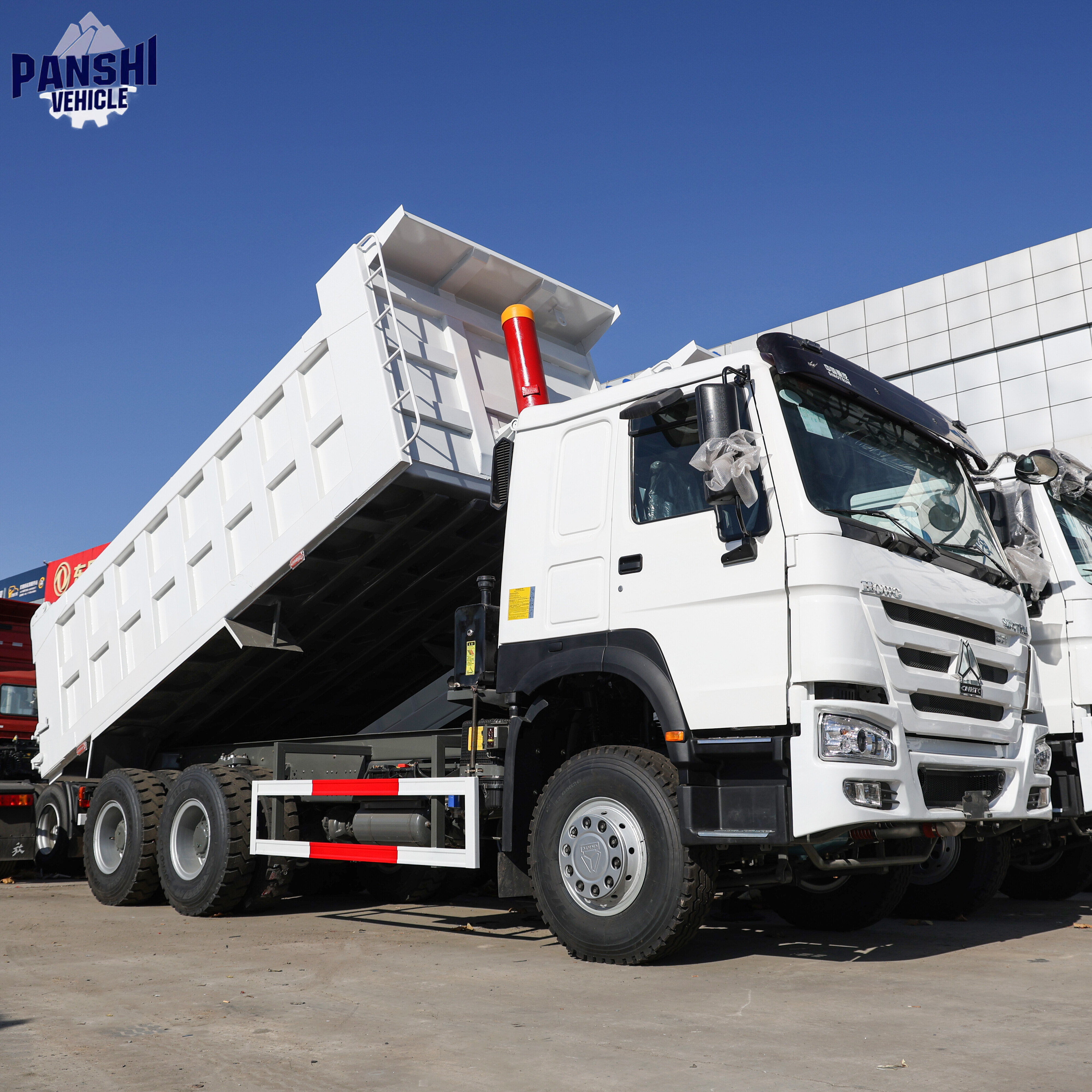Sinotruk Howo 6x4/8x4 diesel trucks, 10-wheel and 12-wheel cargo box models, are for sale.