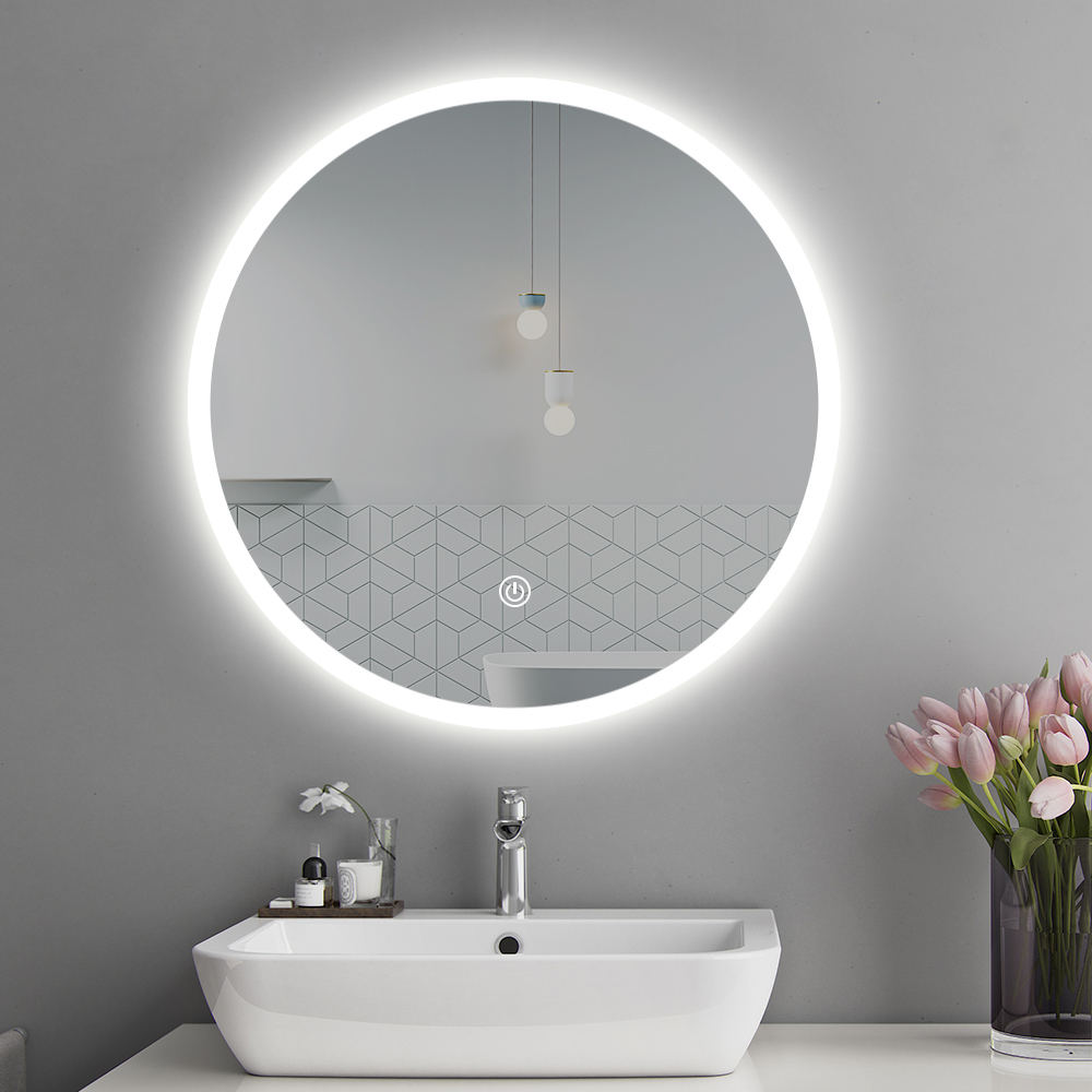 Customizable Dimmable Light Espejos Mirror, Smart Interactive LED Round 24-Inch Bathroom Mirror