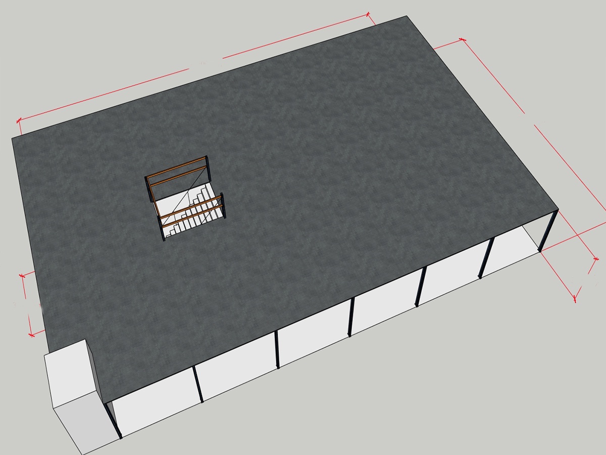 3D design drawing of steel platform