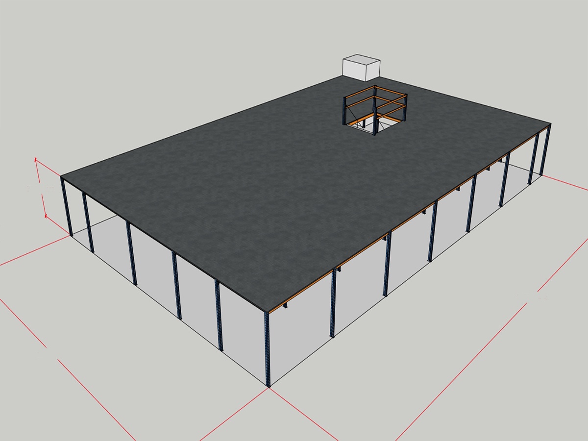 3D design drawing of steel platform
