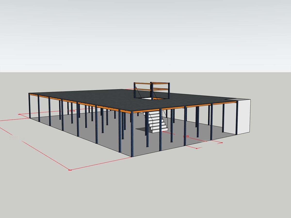 3D design drawing of steel platform