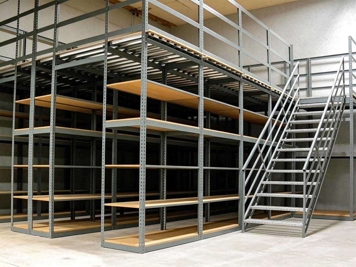 Mezzanine platform storage racks