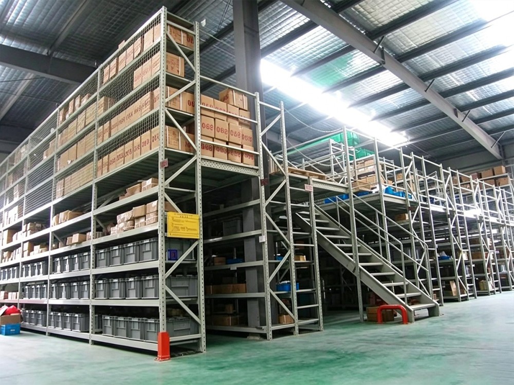 Mezzanine platform storage racks