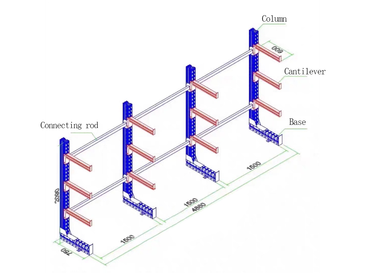 3D structural diagram of cantilever rack