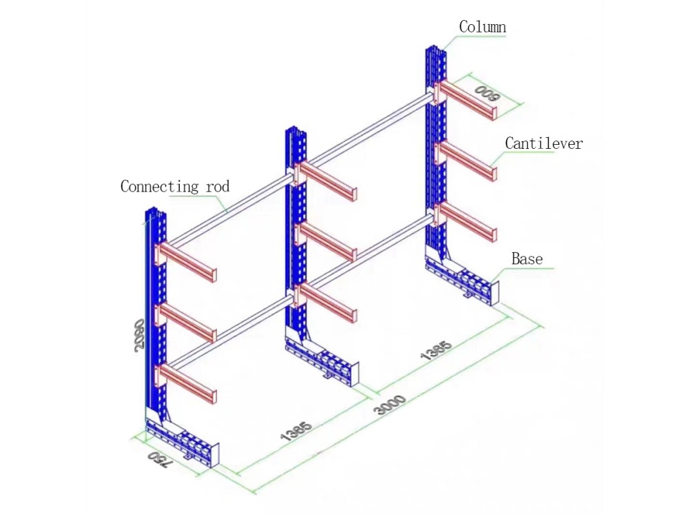 3D structural diagram of cantilever rack