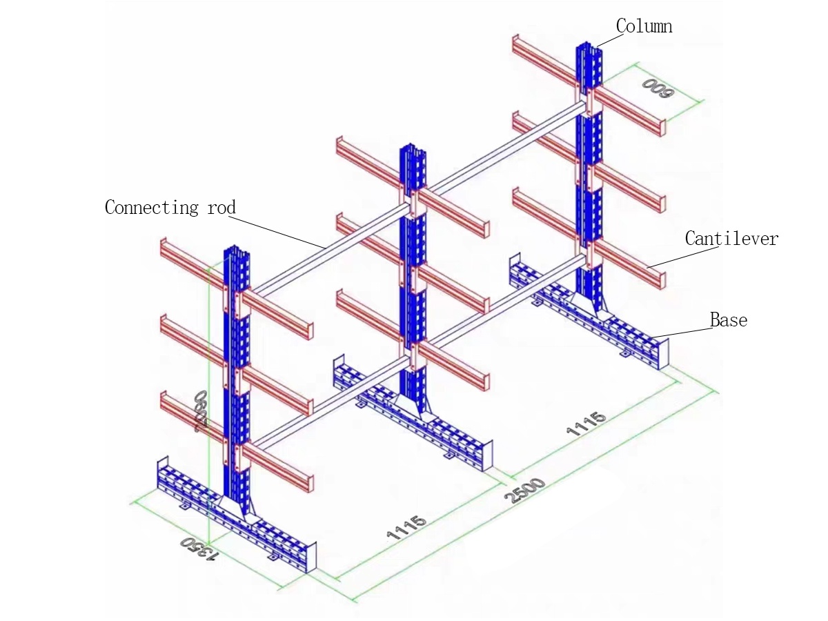 3D structural diagram of cantilever rack