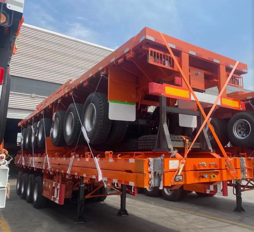 Three Axle Open Faltbed Container Semi Trailer/Industrial/Car Carrier /Bed Trailer