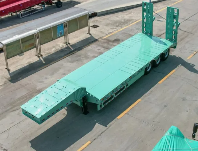 Low Price 60 80 100 Ton 3 Axle Lowbed Low Bed Semi Trailer Low Bed Trailer