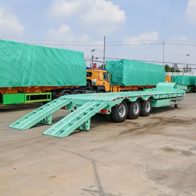 Tri Axle Detachable Gooseneck Low Loader 40FT Lowbed Trailer 80ton Lowboy Loader Trailers for Sale Lowbed Semi Trailer Lowboy Trailers