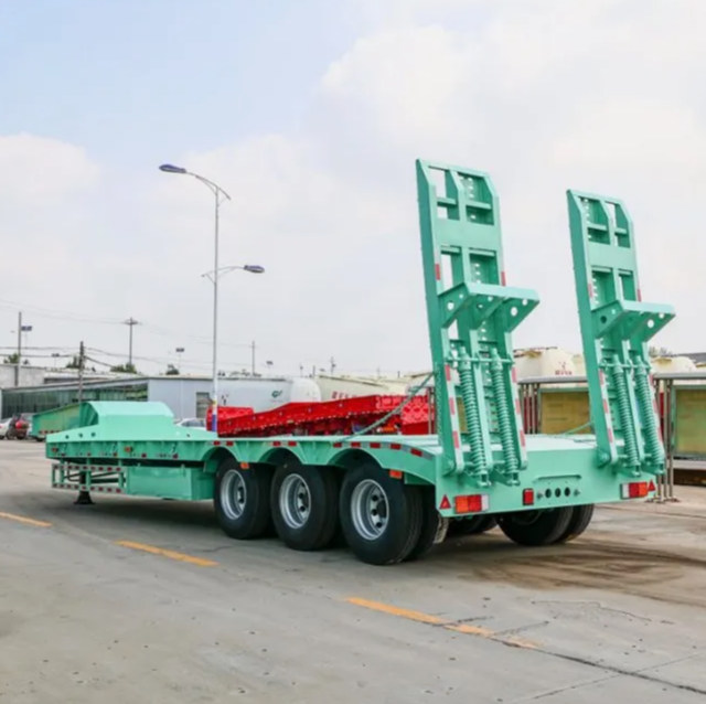 Low Price 60 80 100 Ton 3 Axle Lowbed Low Bed Semi Trailer Low Bed Trailer