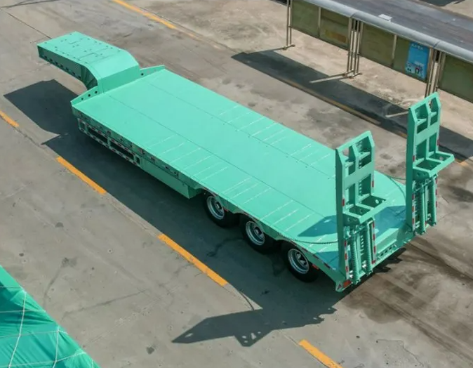 Low Price 60 80 100 Ton 3 Axle Lowbed Low Bed Semi Trailer Low Bed Trailer