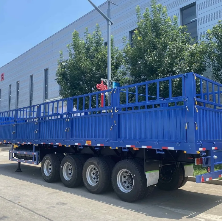 Sinotruk Hot Sale 2 3 4 Axle Multi Purpose Flatbed Semi-Trailers Drop Sidewall, Fence Stake & Curtain Options for Bulk Cargo