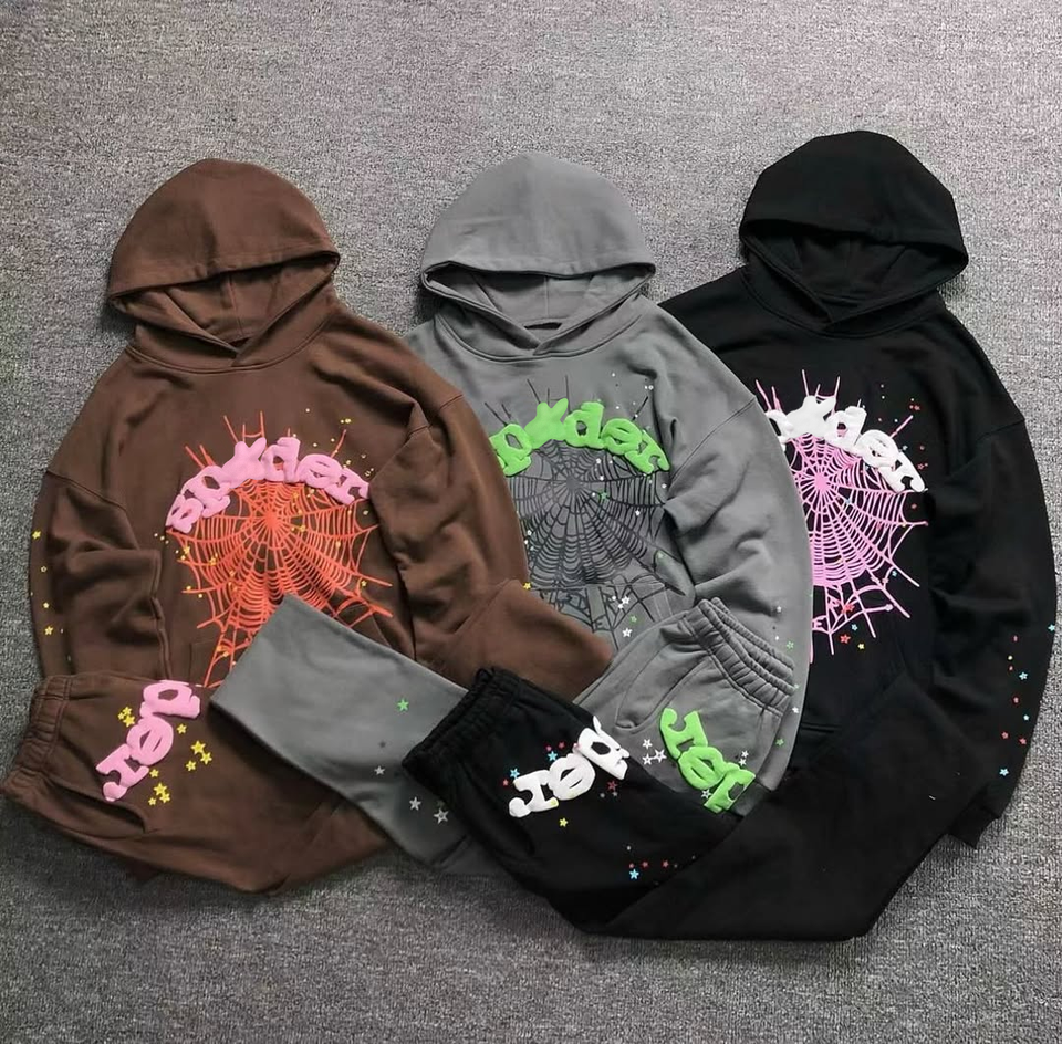 Wholesale 420 600 GSM 100% cotton Fzip Sp5derr hoodie 1 to 1 graphic hoodie 1.1 Custom unisex loose Fit lined streetwear