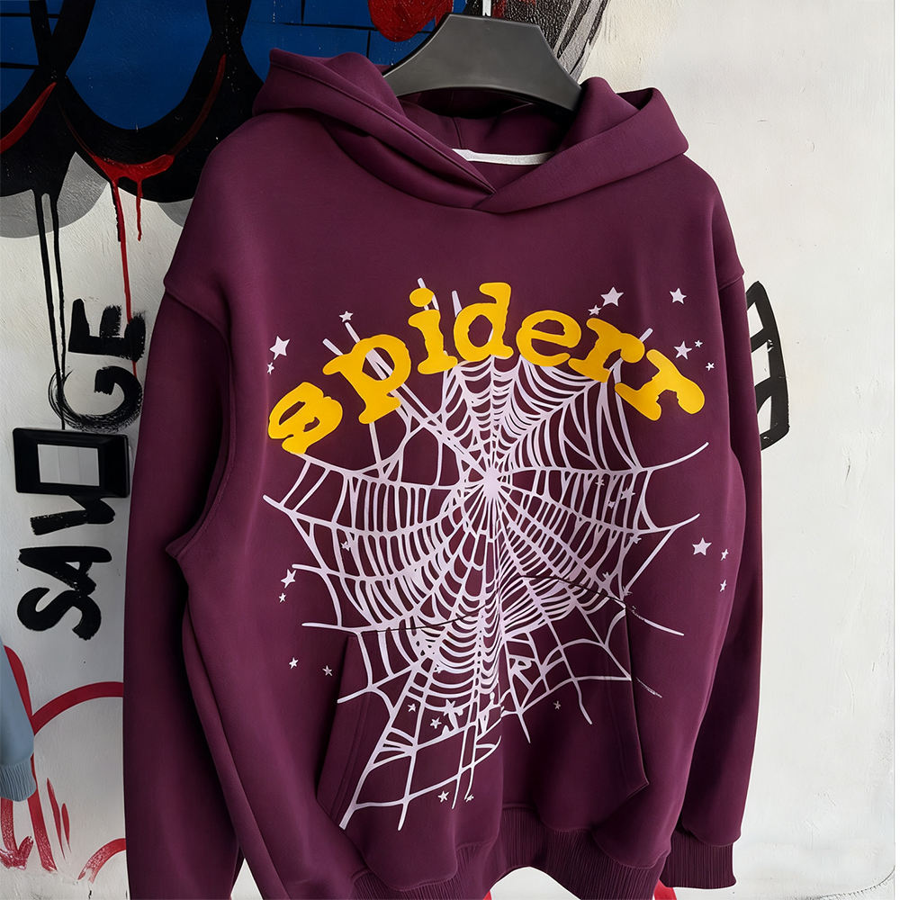 Wholesale 420 600 GSM 100% cotton Fzip Sp5derr hoodie 1 to 1 graphic hoodie 1.1 Custom unisex loose Fit lined streetwear