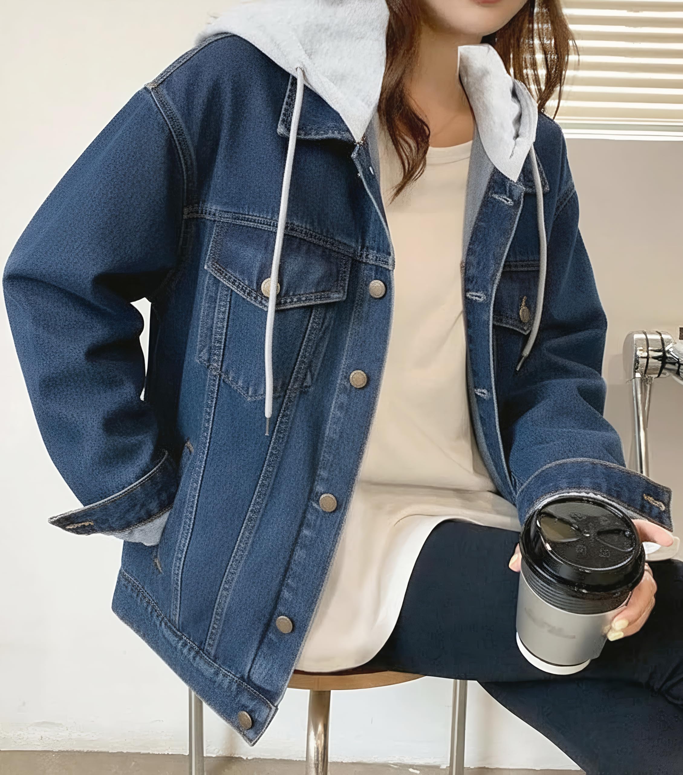 Acid-washed knitted denim tear sweater 1.1 unisex 600 500 Gsm high-end washed denim tear hoodie 1-on-1 oversized high quality