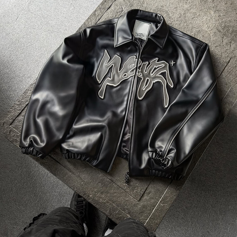 Custom streetwear manufacturer fur zipper long leather waterproof reversible winter jackets and coats, with patterns suitable for both men and women