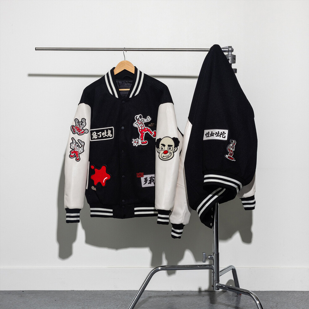 Oem custom factory 3D embroidered fur jacket Homme waterproof custom elevated baseball leather jacket men winter