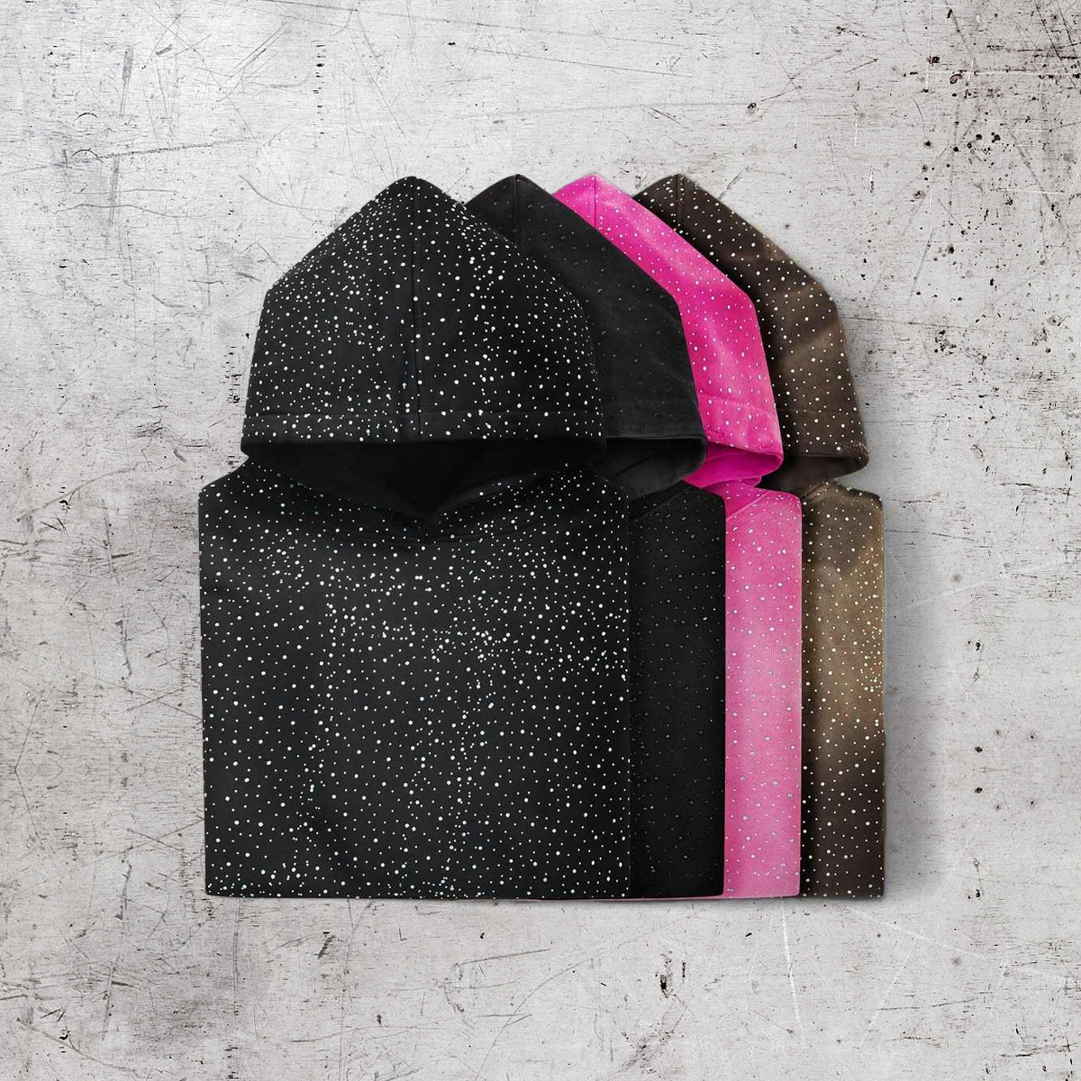 100% cotton long loose 420g rhinestone teardrop pattern hoodie, high-quality custom sweater, winter polka dot streetwear, suitable for both men and women