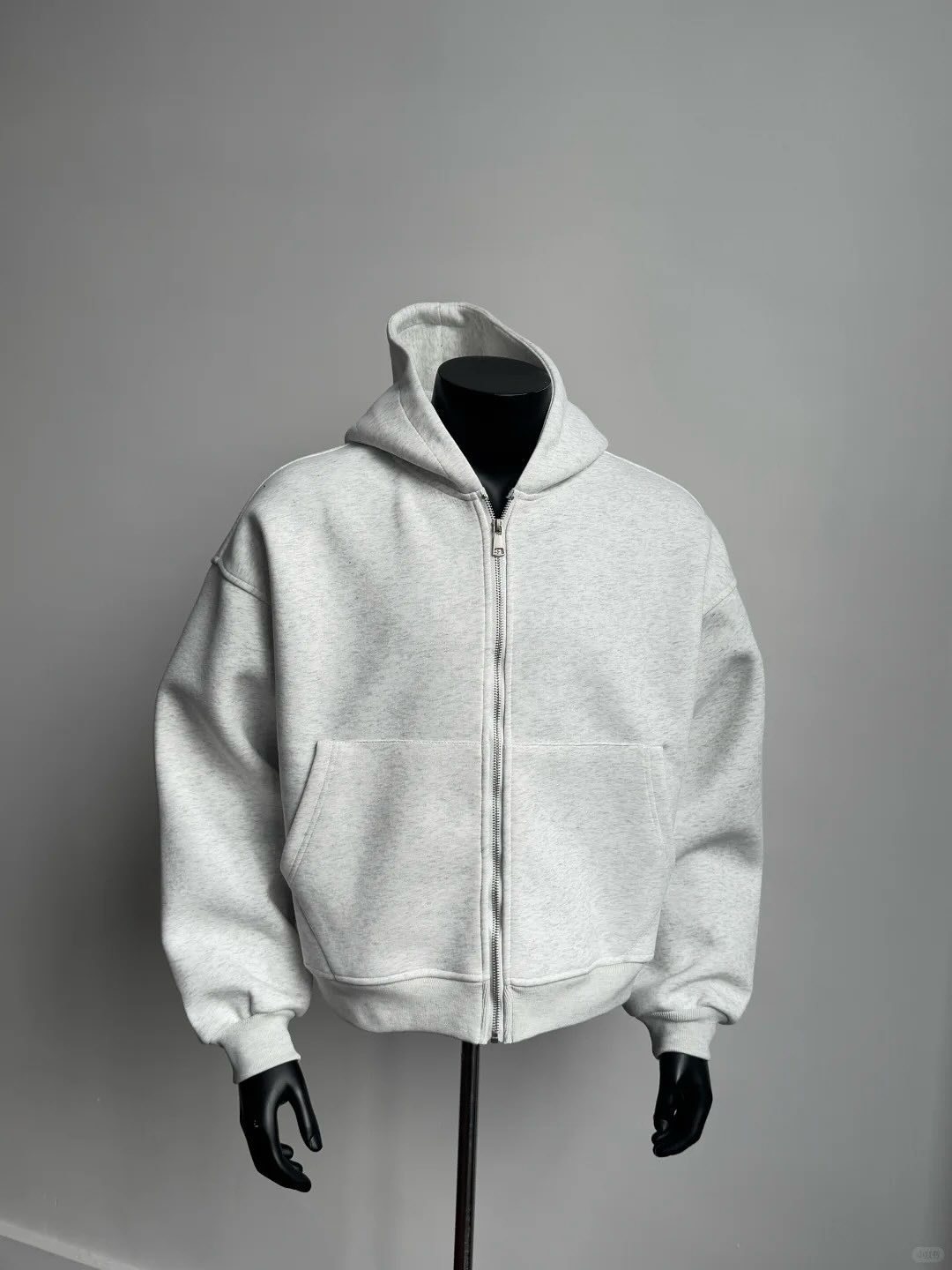 White cotton zipper round-neck sweatshirt, hoodie, men's backpack, high-quality custom winter streetwear, dyed