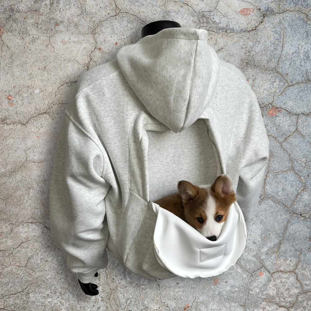 White cotton zipper round-neck sweatshirt, hoodie, men's backpack, high-quality custom winter streetwear, dyed