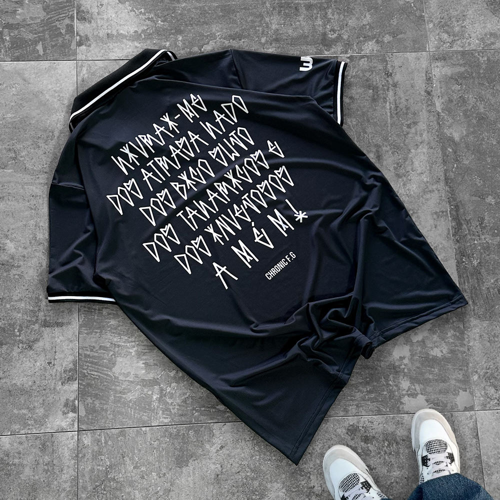 100% polyester luxury elevated T-shirt custom fabric, black football sports polo oversized T-shirt wholesale for men