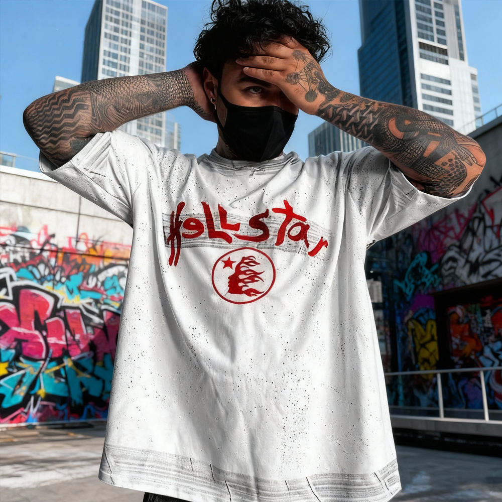 400 Gsm casual T-shirt, polyester-cotton T-shirt, personalized customization, high-quality street wear logo graphic manufacturer