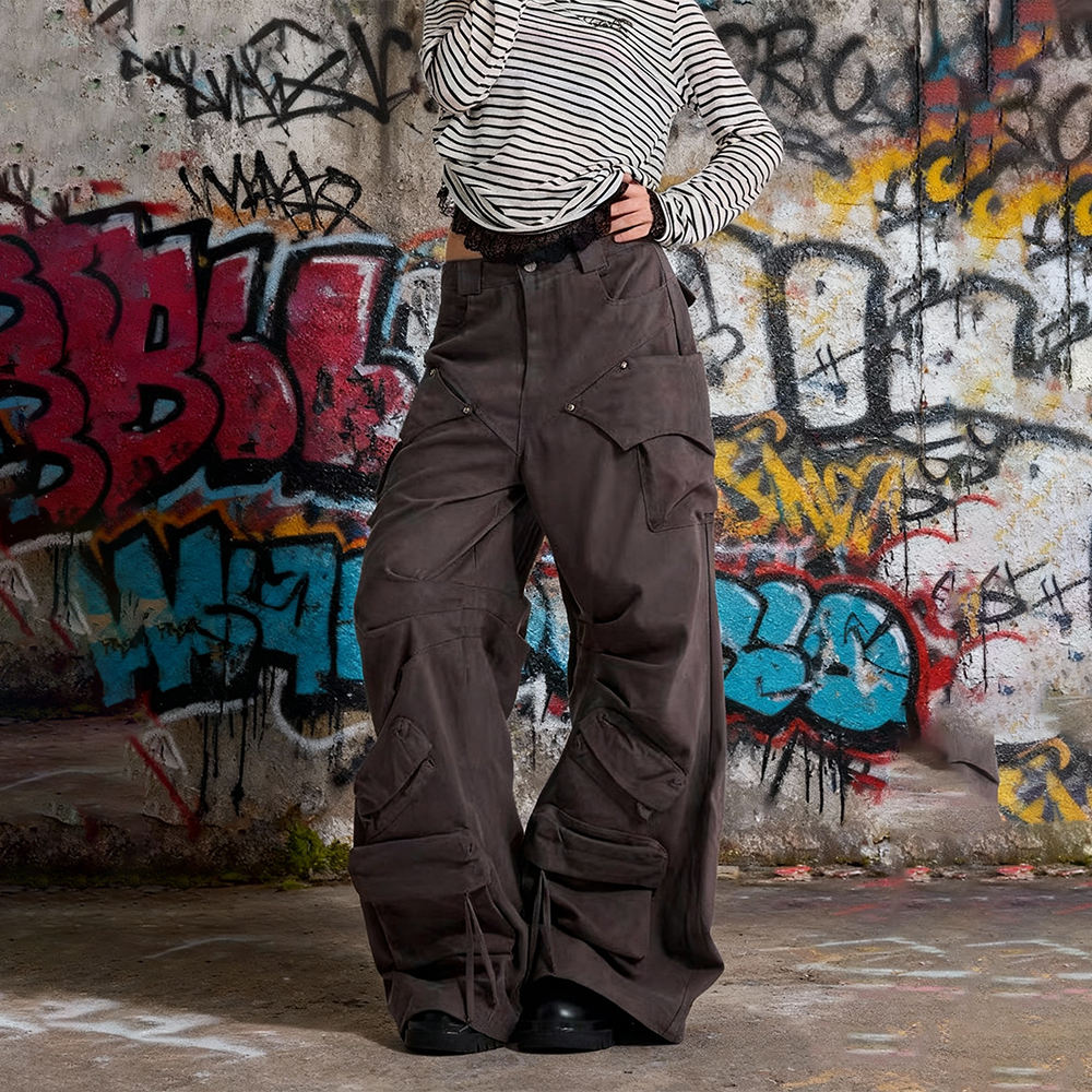 High-quality 100% cotton solid color winter sports chiffon designer custom-made high-waisted 3D multi-pocket essential work pants for men