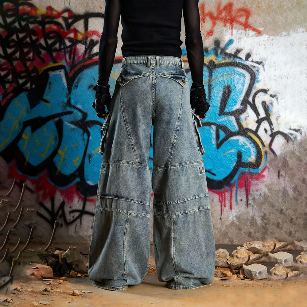 Custom-made cotton and polyester fiber men's loose jeans with 3D side pockets for washing, Uomo men's denim jeans for autumn and winter