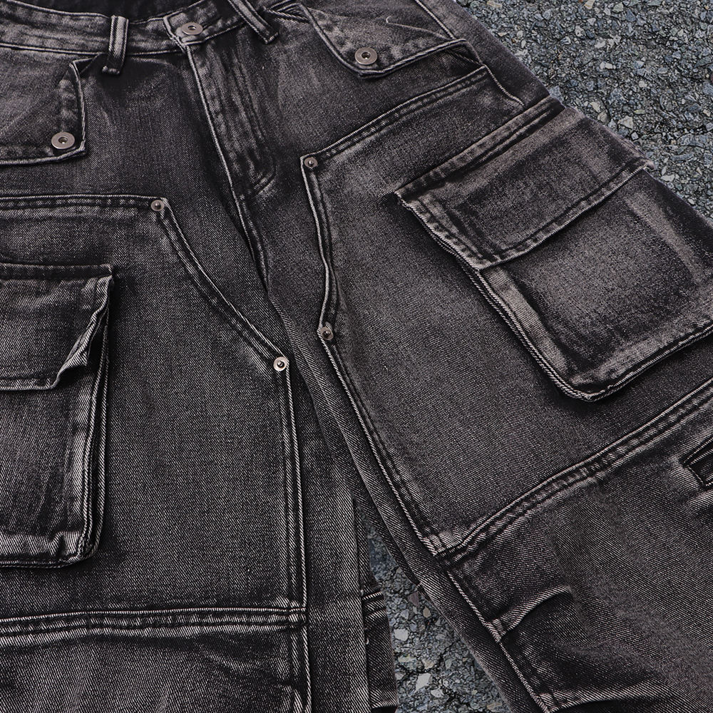 Custom-made cotton and polyester fiber men's loose jeans with 3D side pockets for washing, Uomo men's denim jeans for autumn and winter