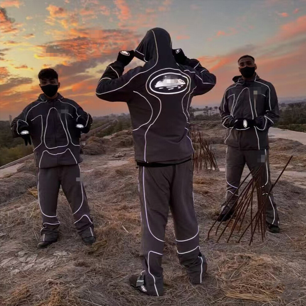 Extra-large winter polyester men's custom streetwear, anti-speed drying satin sportswear hoodies and sportswear sets