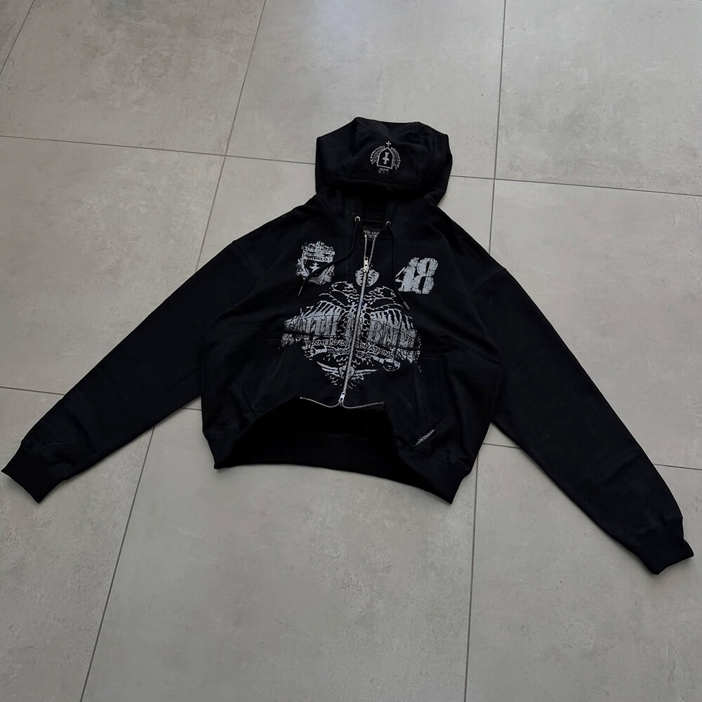 400 Gsm custom street wear hand-painted printed short suit sweatpants with zipper hoodie set, high-quality manufacturer for autumn