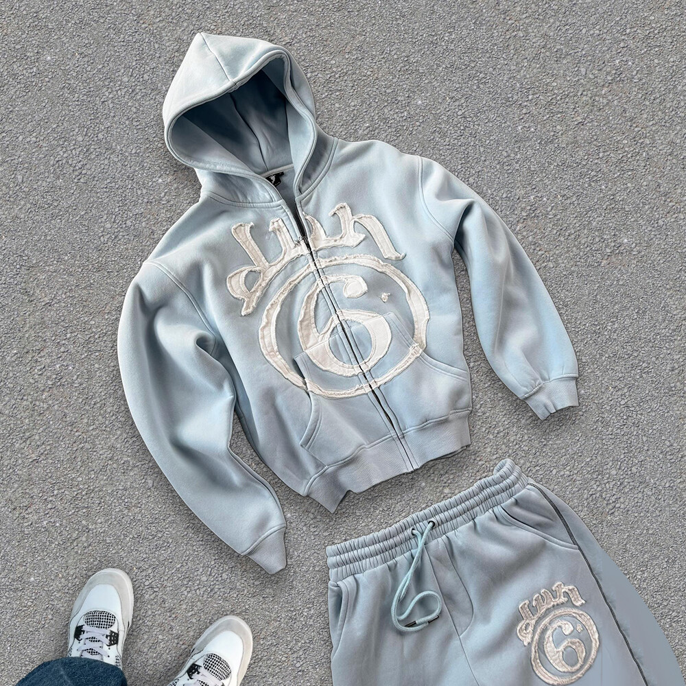 Super Ling sportswear pants set and super large zipper hoodie set, men's high-quality cotton custom sportswear, men's sportswear