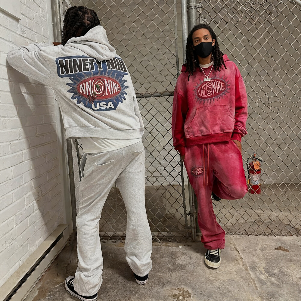 400 Gsm custom acid-washed and printed sportswear pants sets and pullover hoodie sets, men's custom sportswear street wear manufacturer