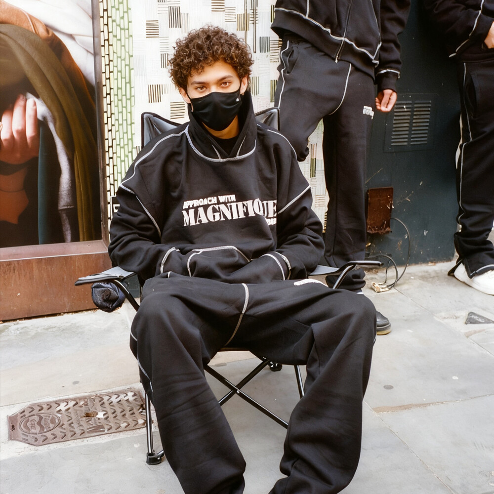 Men's custom heat transfer winter streetwear sportswear set 400 500 Gsm lightweight reflective sportswear