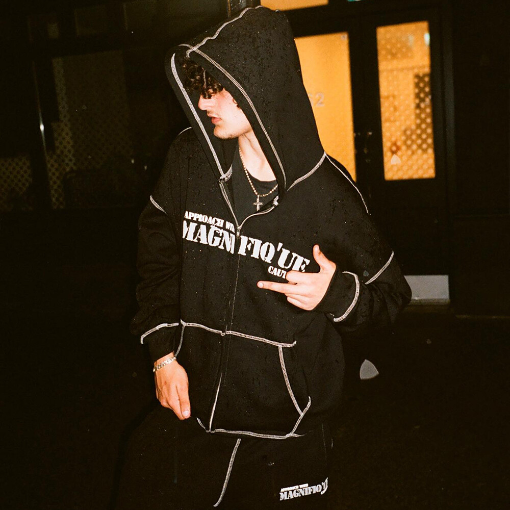 Men's custom heat transfer winter streetwear sportswear set 400 500 Gsm lightweight reflective sportswear