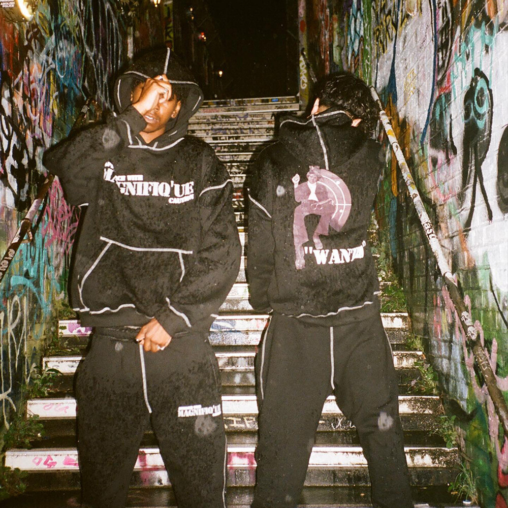 Men's custom heat transfer winter streetwear sportswear set 400 500 Gsm lightweight reflective sportswear