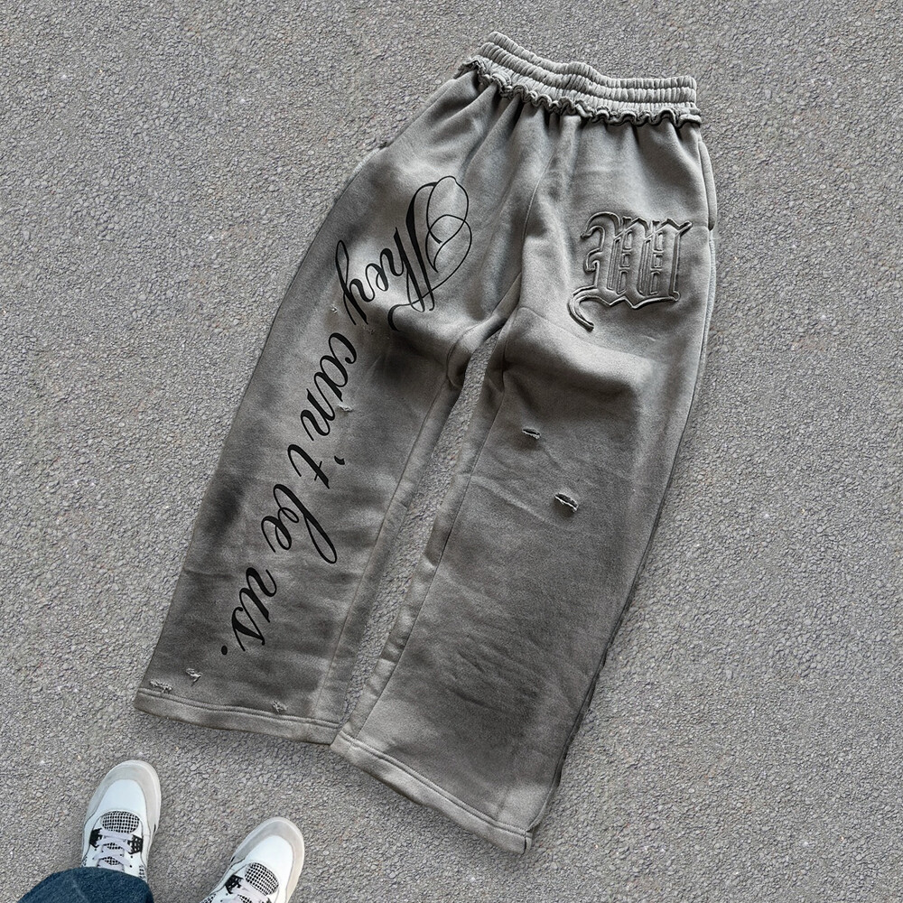 Streetwear 400 Gsm custom men's sportswear pants imitation two-piece set, zipper loop tearful hoodie velvet set, autumn print