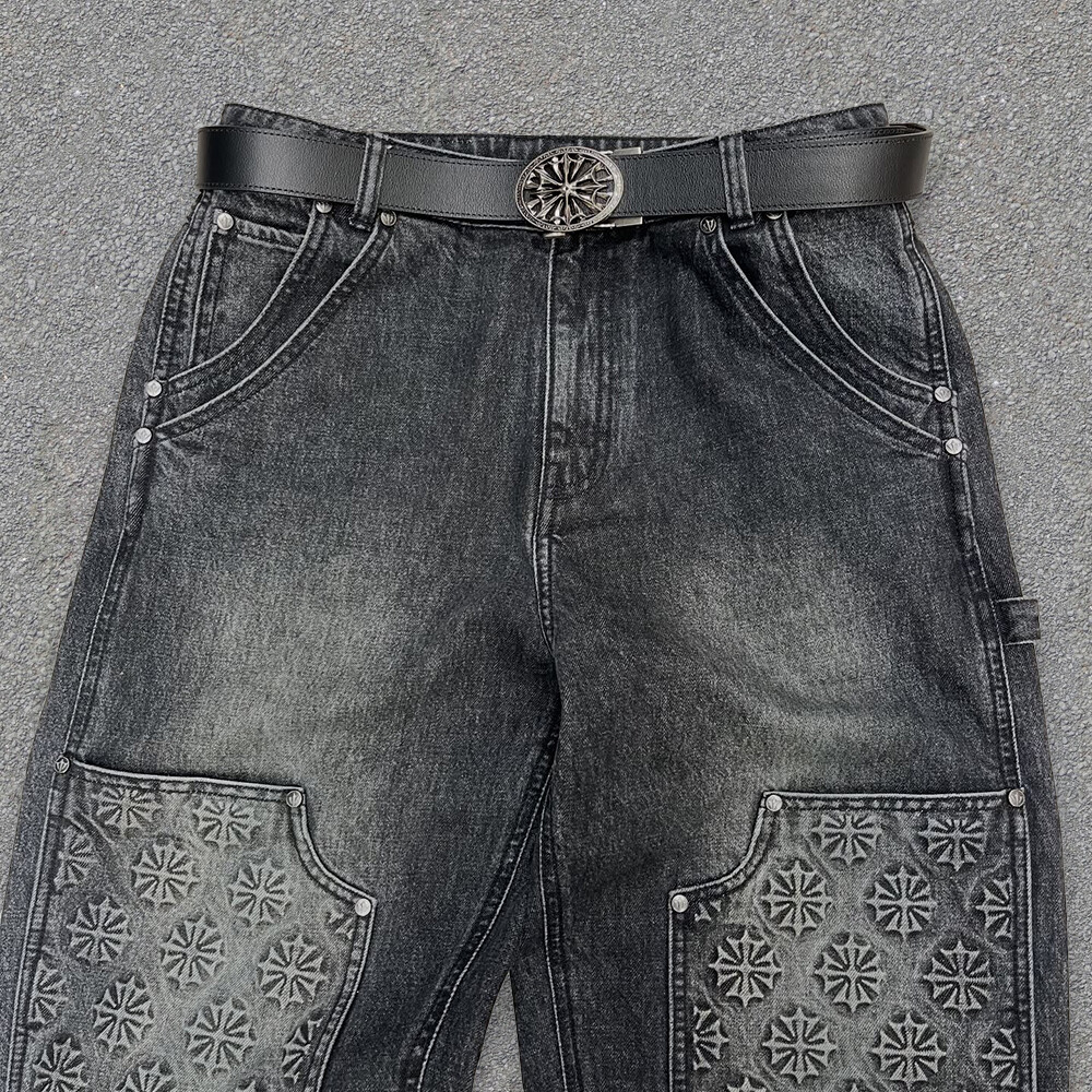 High-quality custom-made denim warm autumn sportswear pants, mask zipper hoodie set, Gothic retro men's washed sportswear