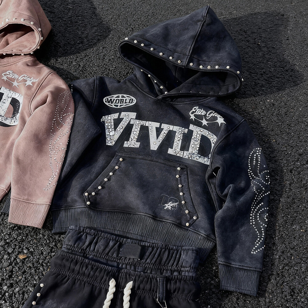 Men's winter flared pants hoodie 3D vintage high-quality cotton streetwear custom logo heavy 2-piece jogging set