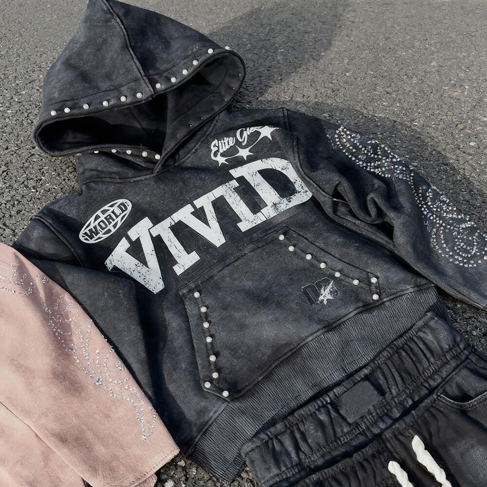 Men's winter flared pants hoodie 3D vintage high-quality cotton streetwear custom logo heavy 2-piece jogging set