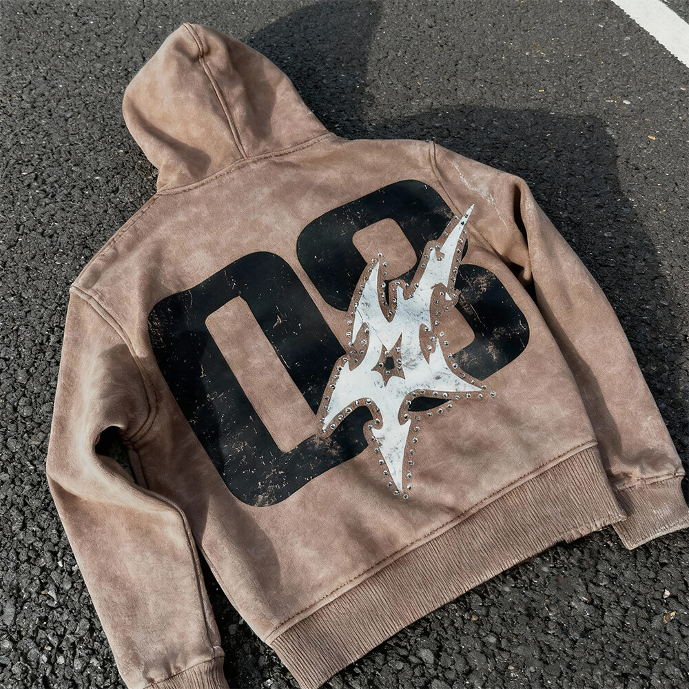 Men's winter flared pants hoodie 3D vintage high-quality cotton streetwear custom logo heavy 2-piece jogging set