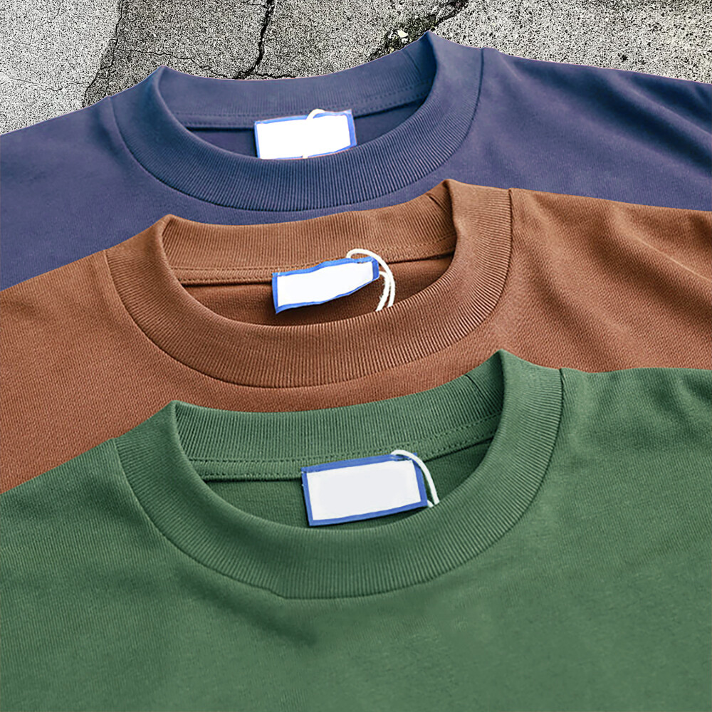 Wholesale white 400g heavy casual shirt, men's custom blank pattern solid color 100% cotton sports round neck T-shirt, high quality