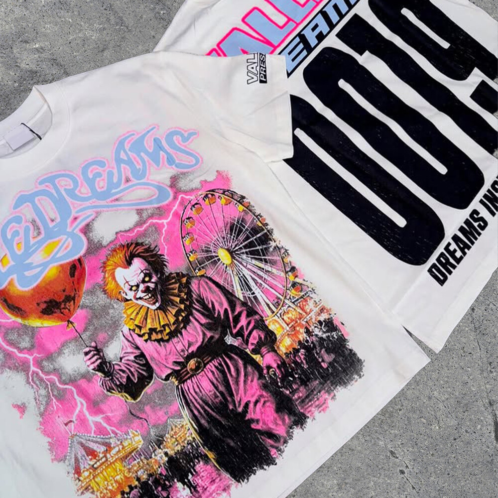 Wholesale custom white knitted sweatshirts and T-shirts made of cotton/polyester fabric, environmentally friendly and quick-drying, with Gothic patterns, high-quality for men