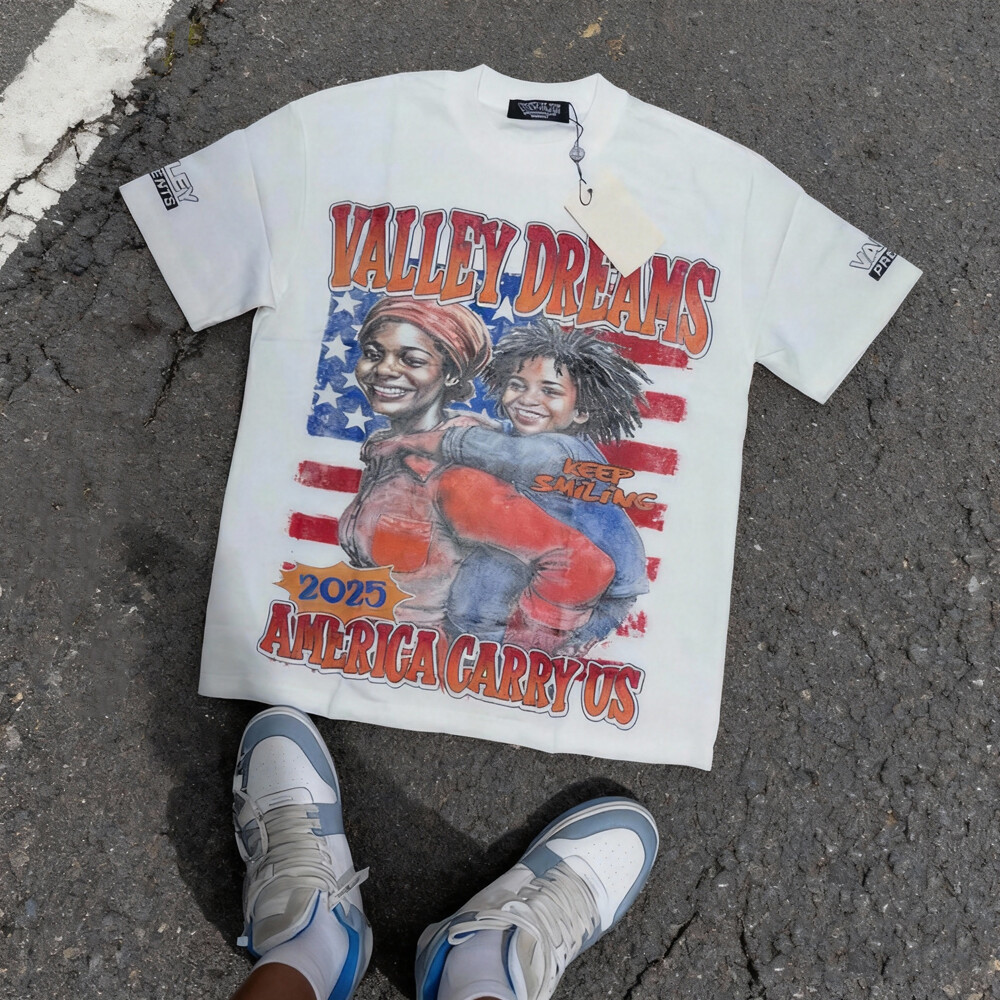 Super Spirit plus-size white washed men's O-collar streetwear T-shirt, 100% polyester fabric custom screen-printed figure graphics